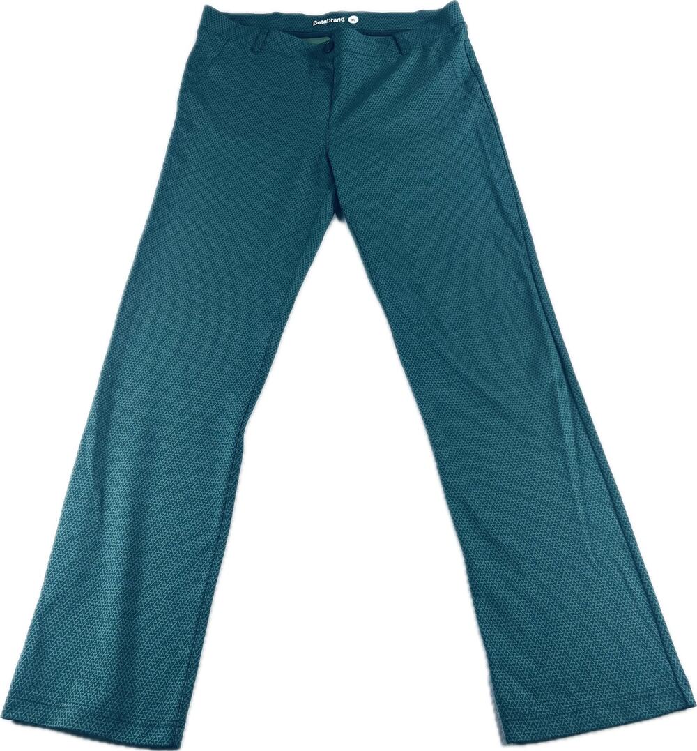 Betabrand Dress Pant Yoga Pants Bootcut Geometric Teal Stretch XL